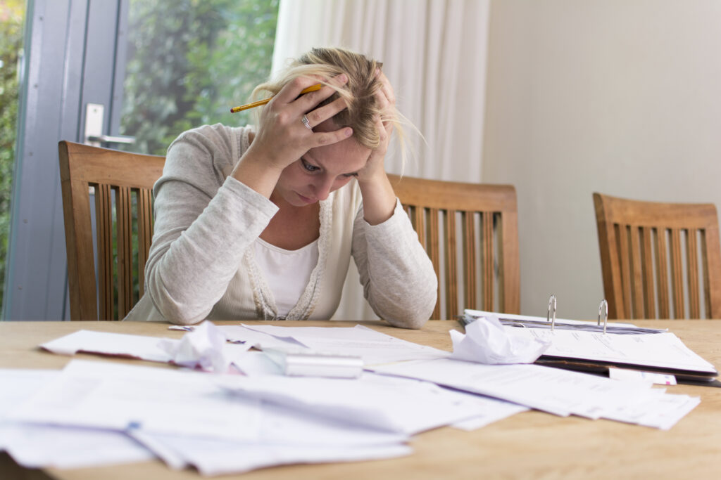 Woman with debts
